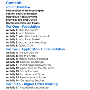 The Inca Empire And Its Achievements Worksheet Activity Booklet