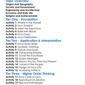 The Inca Empire Worksheet Activity Booklet