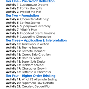 The Incredibles 1 Worksheet Activity Booklet