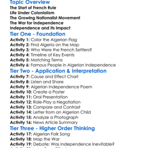The Independence Of Algeria Worksheet Activity Booklet