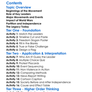 The Indian Independence Movement Worksheet Activity Booklet