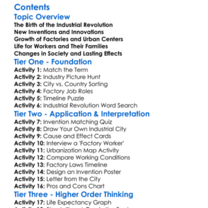 The Industrial Revolution And Urbanization Worksheet Activity Booklet