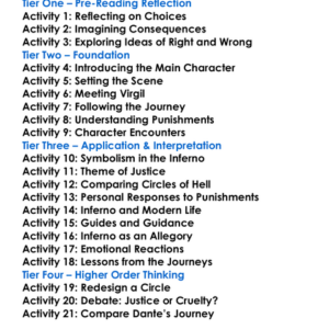 The Inferno Dante Alighieri Worksheet Activity Booklet