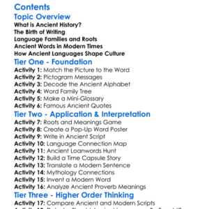 The Influence Of Ancient History On Language Worksheet Activity Booklet