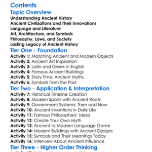 The Influence Of Ancient History On Modern Culture Worksheet Activity Booklet