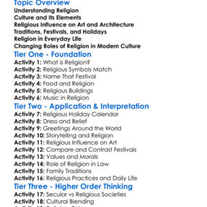 The Influence Of Religion On Culture Worksheet Activity Booklet