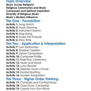 The Influence Of Religion On Music Worksheet Activity Booklet