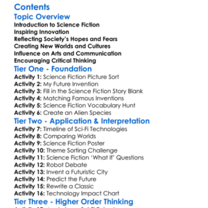 The Influence Of Science Fiction On Society Worksheet Activity Booklet