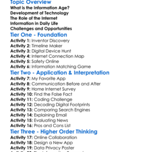 The Information Age Worksheet Activity Booklet