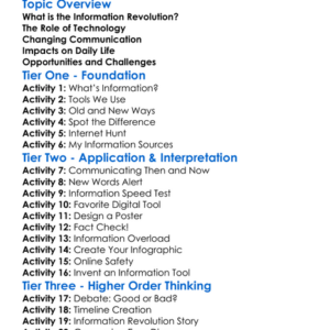 The Information Revolution Worksheet Activity Booklet