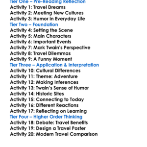 The Innocents Abroad Mark Twain Worksheet Activity Booklet