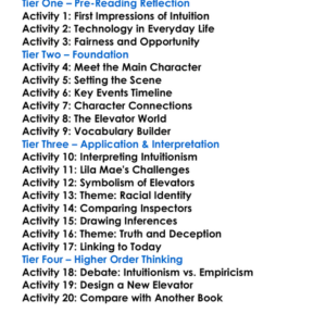 The Intuitionist Colson Whitehead Worksheet Activity Booklet