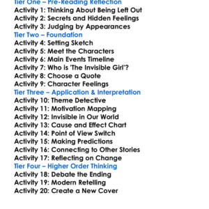 The Invisible Girl Mary Shelley Worksheet Activity Booklet