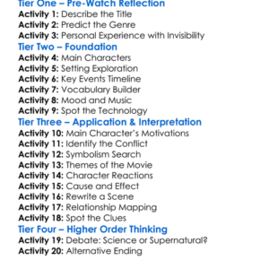 The Invisible Man 2020 Worksheet Activity Booklet