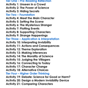 The Invisible Man Hg Wells Worksheet Activity Booklet