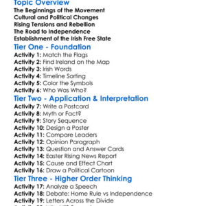 The Irish Independence Movement Worksheet Activity Booklet