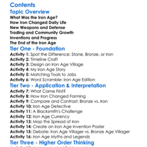 The Iron Age And Technological Changes Worksheet Activity Booklet
