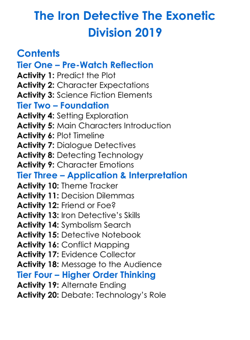 The Iron Detective The Exonetic Division 2019 Worksheet Activity Booklet