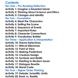 The Island Of Doctor Moreau Hg Wells Worksheet Activity Booklet