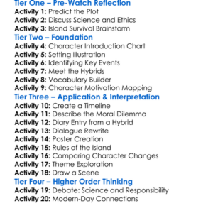 The Island Of Dr Moreau 1996 Worksheet Activity Booklet