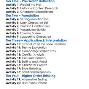 The Jade Pendant 2017 Worksheet Activity Booklet