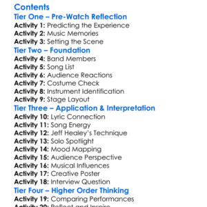 The Jeff Healey Band Worksheet Activity Booklet