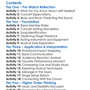 The Jeff Healey Band Worksheet Activity Booklet
