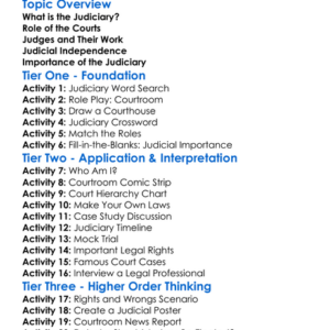 The Judiciary Worksheet Activity Booklet