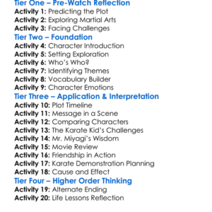 The Karate Kid Worksheet Activity Booklet