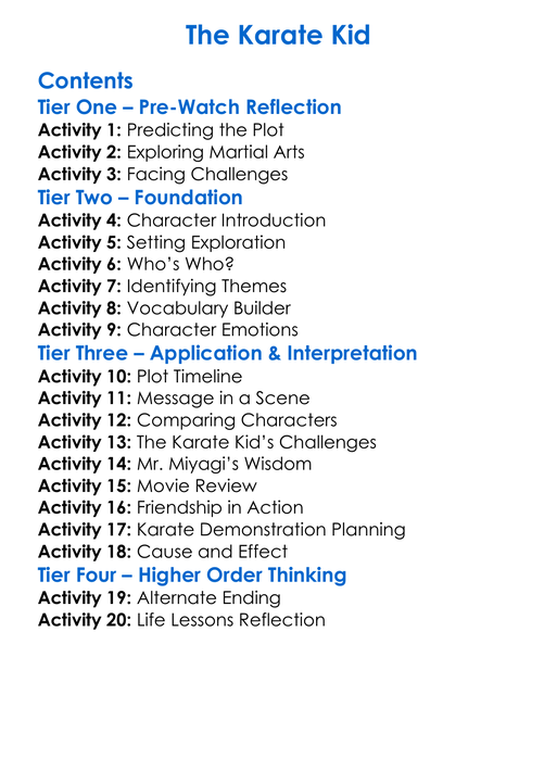 The Karate Kid Worksheet Activity Booklet