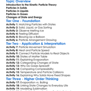 The Kinetic Particle Theory Worksheet Activity Booklet
