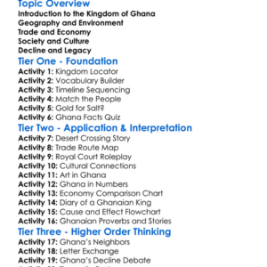 The Kingdom Of Ghana Worksheet Activity Booklet