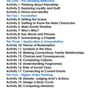 The Kite Runner Khaled Hosseini Worksheet Activity Booklet