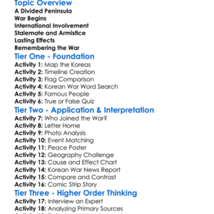 The Korean War Worksheet Activity Booklet