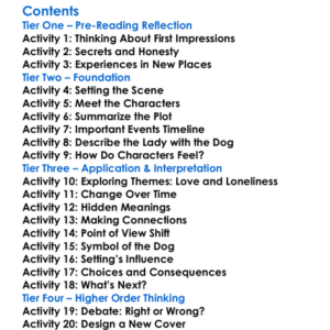 The Lady With The Dog Anton Chekhov Worksheet Activity Booklet