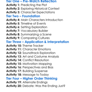 The Last Of The Mohicans 1992 Worksheet Activity Booklet
