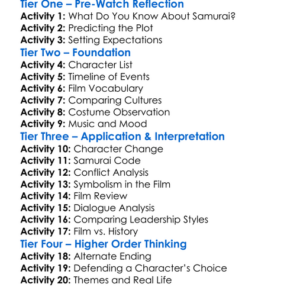 The Last Samurai 2003 Worksheet Activity Booklet
