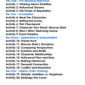 The Last Tycoon F Scott Fitzgerald Worksheet Activity Booklet