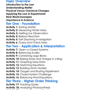 The Law Of Conservation Of Mass Worksheet Activity Booklet
