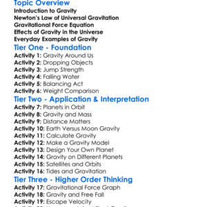 The Law Of Universal Gravitation Worksheet Activity Booklet