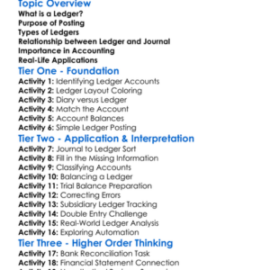 The Ledger And Posting Worksheet Activity Booklet