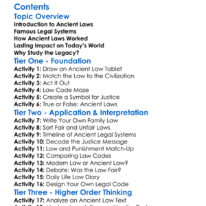 The Legacy Of Ancient Legal Systems Worksheet Activity Booklet