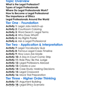 The Legal Profession Worksheet Activity Booklet