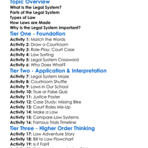 The Legal System Structure Worksheet Activity Booklet