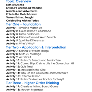 The Life Of Krishna Worksheet Activity Booklet
