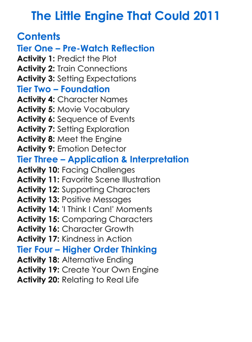 The Little Engine That Could 2011 Worksheet Activity Booklet