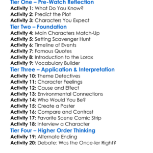 The Lorax Worksheet Activity Booklet