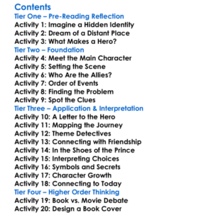 The Lost Prince Frances Hodgson Burnett Worksheet Activity Booklet