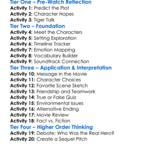 The Lost Tiger 2025 Worksheet Activity Booklet