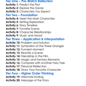 The Love For Three Oranges 1989 Worksheet Activity Booklet